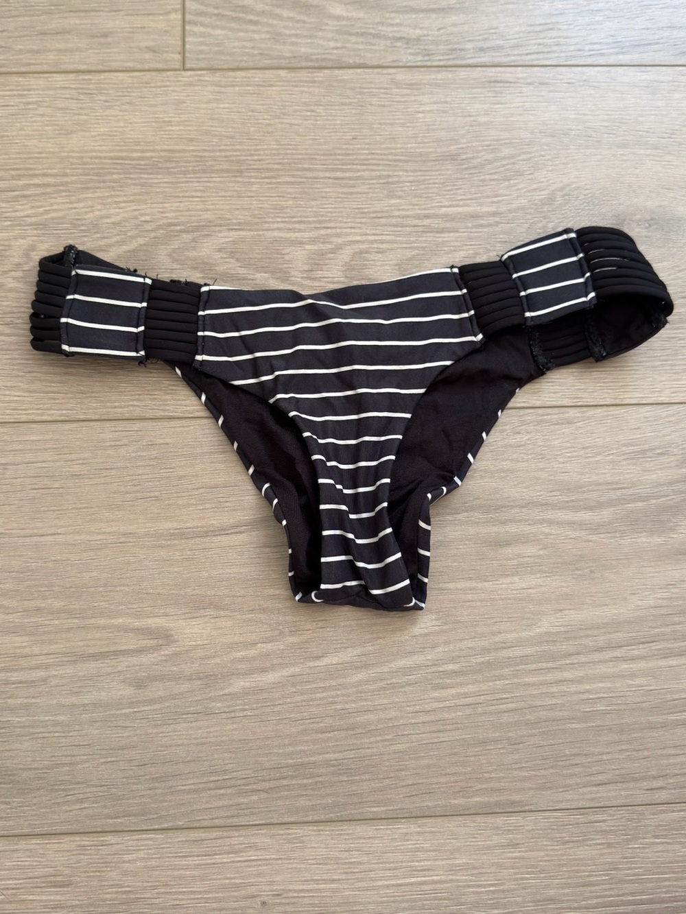 Rip Curl Black and White Striped Bikini Bottoms